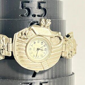 Vtg Accutime Noah's Ark Animal Link Womens Bracelet Quartz Watch Faith Religion